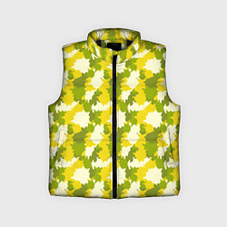 Детский жилет Яркий камуфляж желтые и зеленые пятна, цвет: 3D-черный