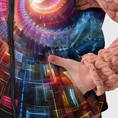 Детский жилет Fractal neon spiral - ai art fantasy / 3D-Черный – фото 5