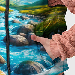 Детский жилет Пейзаж художественный горы речка камни, цвет: 3D-черный — фото 2