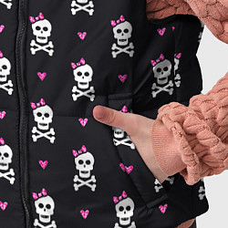 Детский жилет Милый паттерн с черепами и сердцечками на черном ф, цвет: 3D-черный — фото 2