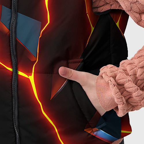 Детский жилет Трещины неоновые / 3D-Черный – фото 5