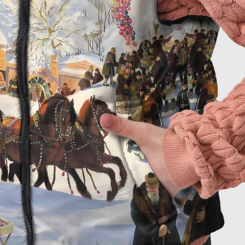 Детский жилет Русская тройка зимой - картина Масленица Кустодиев / 3D-Черный – фото 5