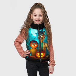 Детский жилет Morty and Rick with pumpkin - neon halloween, цвет: 3D-черный — фото 2