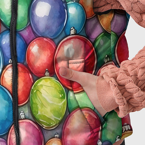 Детский жилет Россыпь новогодних шаров / 3D-Черный – фото 5