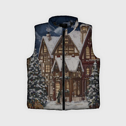Детский жилет Новогодние дома, цвет: 3D-черный
