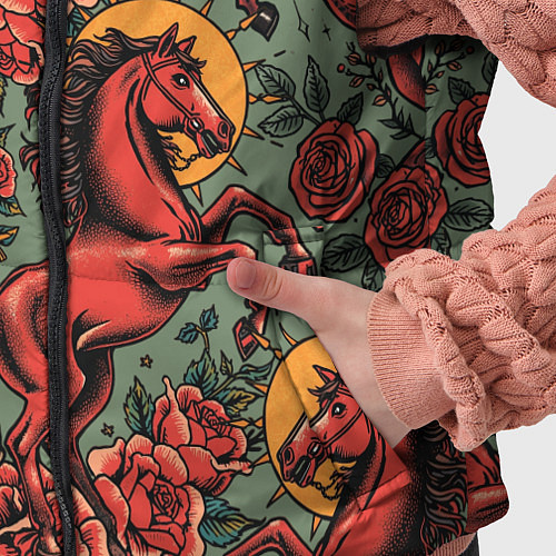 Детский жилет Красный конь и розы / 3D-Черный – фото 5