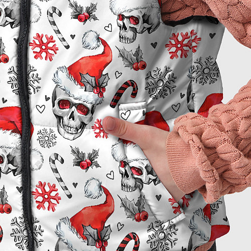 Детский жилет Новогодние черепа / 3D-Красный – фото 5