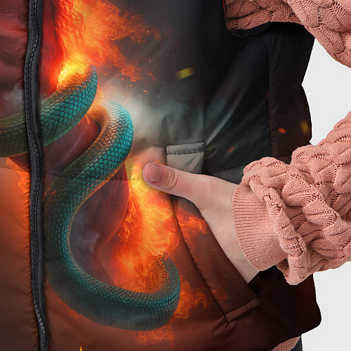 Детский жилет Смена зелёной змеи на красную огненную лошадь / 3D-Черный – фото 5