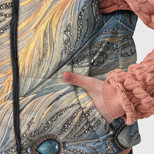 Детский жилет Синие перья с самоцветами / 3D-Черный – фото 5