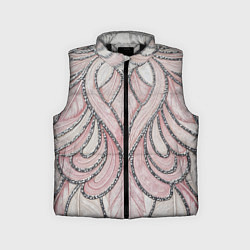 Детский жилет Нежно розовый орнамент из перьев, цвет: 3D-черный