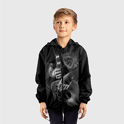 Ветровка с капюшоном детская Гитарист-рокер, цвет: 3D-черный — фото 2