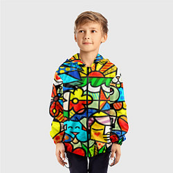 Ветровка с капюшоном детская Картинка-мозаика, цвет: 3D-черный — фото 2