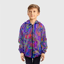 Ветровка с капюшоном детская Цветная текстура 5, цвет: 3D-черный — фото 2
