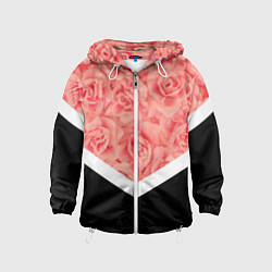 Ветровка с капюшоном детская Розовые розы, цвет: 3D-белый