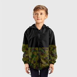Ветровка с капюшоном детская Лесной Камуфляж 1, цвет: 3D-черный — фото 2