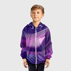 Ветровка с капюшоном детская Фиолетовые Волны, цвет: 3D-белый — фото 2