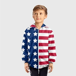 Ветровка с капюшоном детская USA Flag, цвет: 3D-белый — фото 2