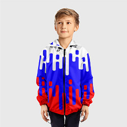 Ветровка с капюшоном детская Русский триколор, цвет: 3D-черный — фото 2