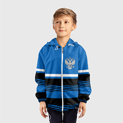 Ветровка с капюшоном детская Герб РФ: Голубой стиль, цвет: 3D-белый — фото 2