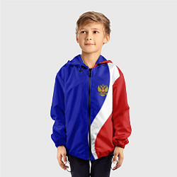 Ветровка с капюшоном детская Герб РФ Триколор, цвет: 3D-черный — фото 2