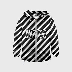 Ветровка с капюшоном детская BTS: B&W Stripes, цвет: 3D-белый