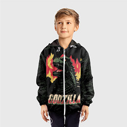 Ветровка с капюшоном детская Flame Godzilla, цвет: 3D-белый — фото 2