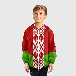 Ветровка с капюшоном детская Беларусь флаг, цвет: 3D-белый — фото 2
