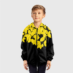 Ветровка с капюшоном детская Желтые Листья - Минимализм, цвет: 3D-черный — фото 2