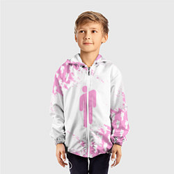 Ветровка с капюшоном детская Billie Eilish: Pink Style, цвет: 3D-белый — фото 2