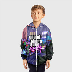 Ветровка с капюшоном детская Grand Theft Auto Vice City, цвет: 3D-белый — фото 2