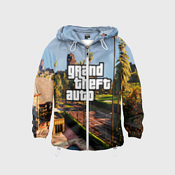 Ветровка с капюшоном детская Grand Theft Auto, цвет: 3D-белый