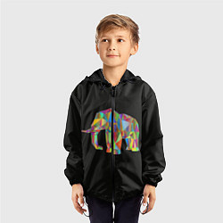 Ветровка с капюшоном детская Слон, цвет: 3D-черный — фото 2