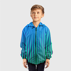 Ветровка с капюшоном детская Пикси полосы, цвет: 3D-черный — фото 2