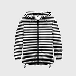 Ветровка с капюшоном детская В ЧЕРНО-БЕЛУЮ ПОЛОСКУ, цвет: 3D-черный