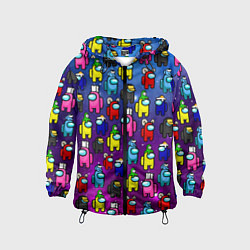 Ветровка с капюшоном детская AMONG US, цвет: 3D-черный