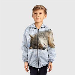 Ветровка с капюшоном детская Спящий Волк, цвет: 3D-черный — фото 2