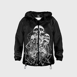 Ветровка с капюшоном детская ЧЕРЕПА, цвет: 3D-черный