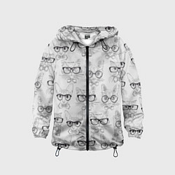 Ветровка с капюшоном детская Кошки в очках, цвет: 3D-черный
