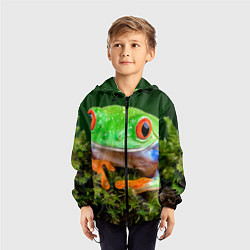 Ветровка с капюшоном детская Тропическая лягушка, цвет: 3D-черный — фото 2