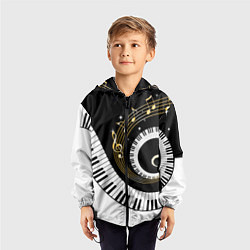 Ветровка с капюшоном детская МУЗЫКАЛЬНЫЙ УЗОР, цвет: 3D-черный — фото 2