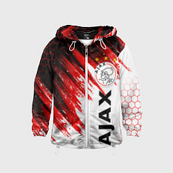 Ветровка с капюшоном детская FC AJAX AMSTERDAM ФК АЯКС, цвет: 3D-белый