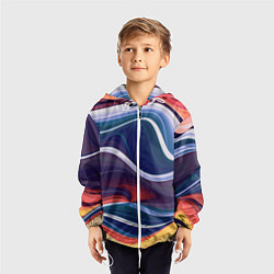 Ветровка с капюшоном детская Colored lines, цвет: 3D-белый — фото 2