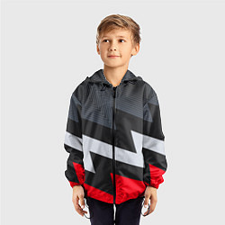 Ветровка с капюшоном детская Черно-красные зигзаги, цвет: 3D-черный — фото 2