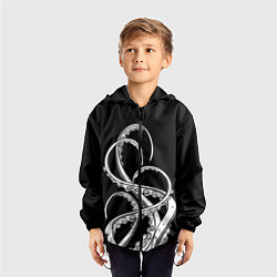 Ветровка с капюшоном детская Octopus Black and White, цвет: 3D-черный — фото 2