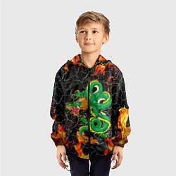 Ветровка с капюшоном детская Дракон Огонь Dragon Fire, цвет: 3D-черный — фото 2
