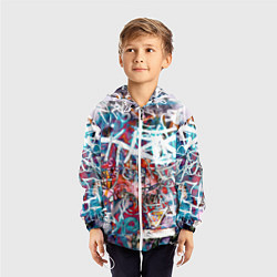 Ветровка с капюшоном детская Wall graffiti, цвет: 3D-белый — фото 2