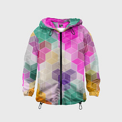 Ветровка с капюшоном детская Абстрактный разноцветный узор, цвет: 3D-черный