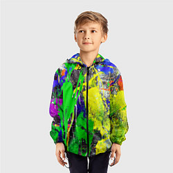 Ветровка с капюшоном детская Брызги красок Grunge Paints, цвет: 3D-черный — фото 2