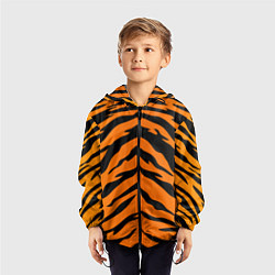 Ветровка с капюшоном детская Шкура тигра, цвет: 3D-черный — фото 2