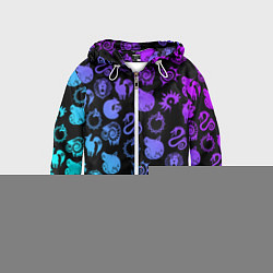 Ветровка с капюшоном детская 7 СМЕРТНЫХ ГРЕХОВ НЕОН ЭМБЛЕМЫ, цвет: 3D-белый